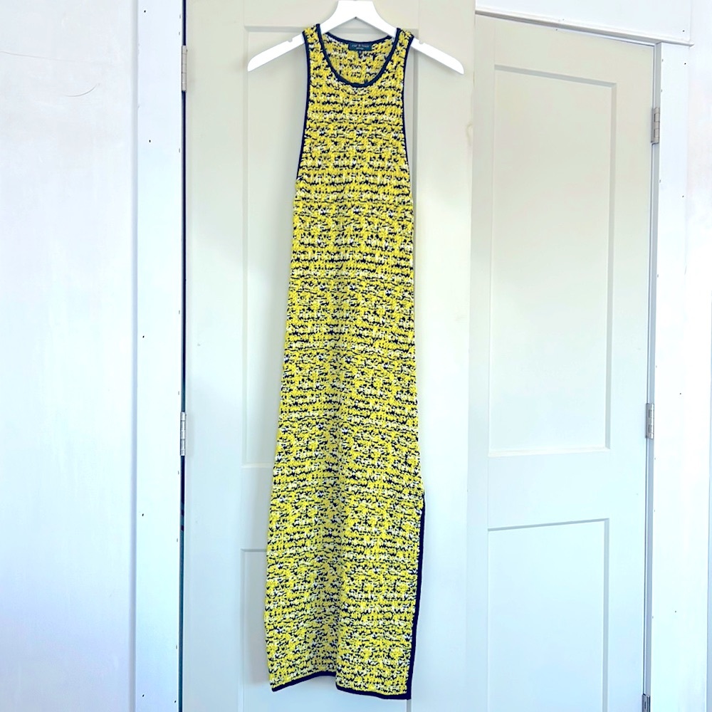 Rag & Bone knit Racerback long Maxi Dress Black White Yellow ECU like new!